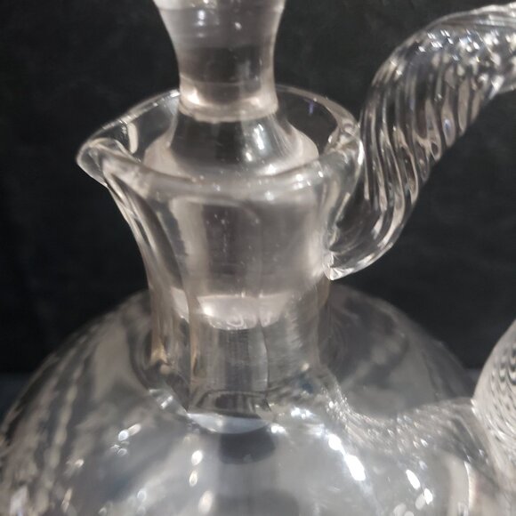 Victorian Hand Blown Decanter With Floral Bouquet And Twisted Rope Handle - Picture 5 of 10